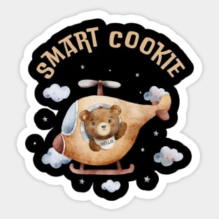 Smart Cookie Sweet little bear flying a helicopter cute baby outfit Sticker